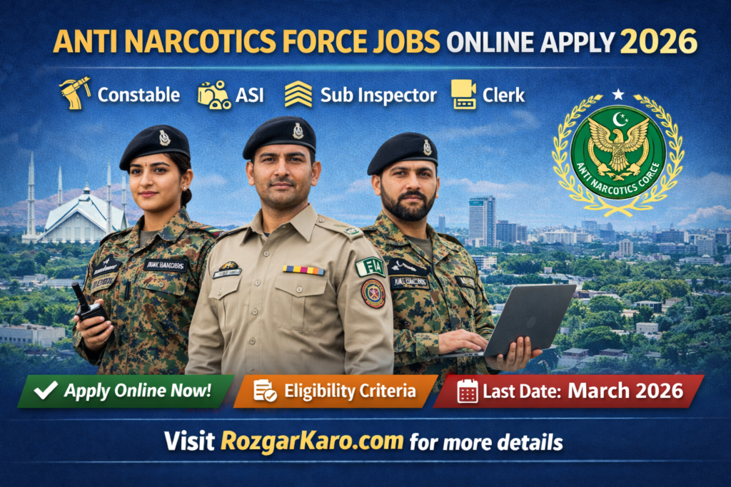 Anti Narcotics Force Jobs 2026 – Apply Online for Constable, ASI, Sub Inspectors ANF Recruitments